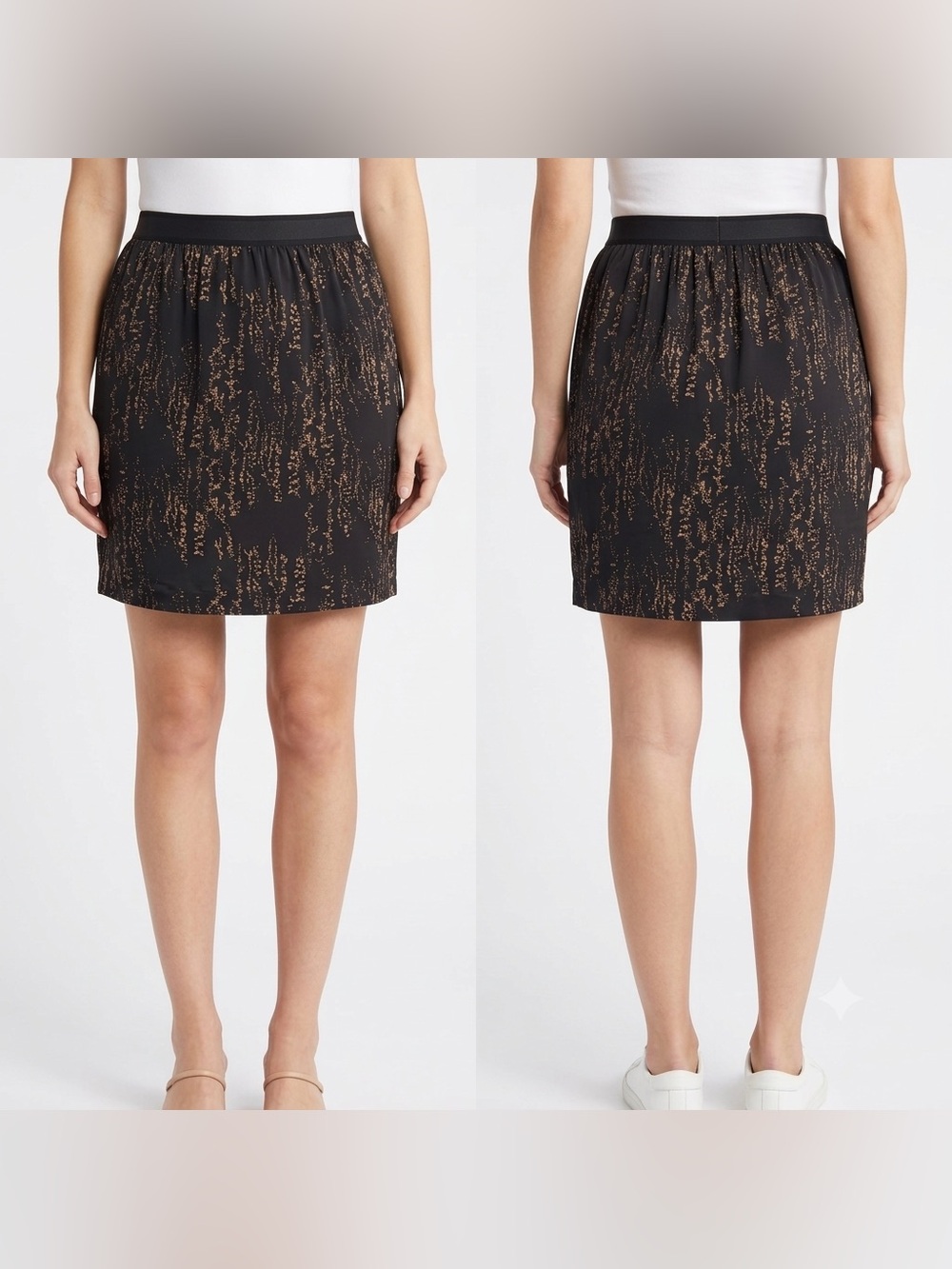 GAP Black Mini Skirt with Metallic Copper Print with pockets